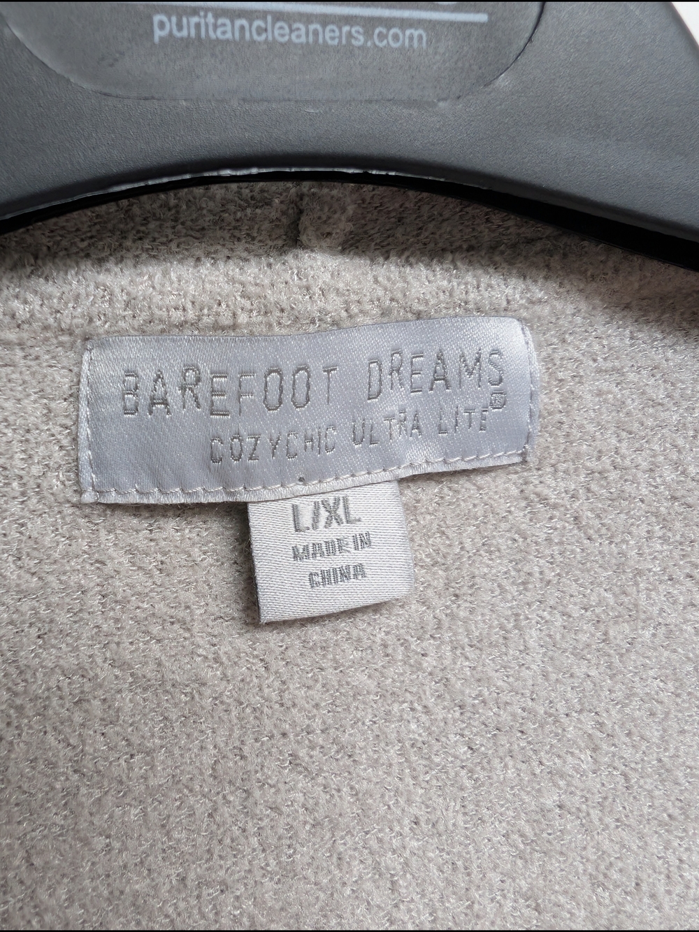 Barefoot Dreams Light Gray CozyChic Ultra Lite Hooded Short Sleeve Zip Up, L/XL - Picture 3 of 5